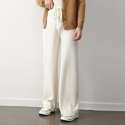 Femme Pantalon - Maille Fine - Coupe Décontractée - Taille Élastique - Jambe Large