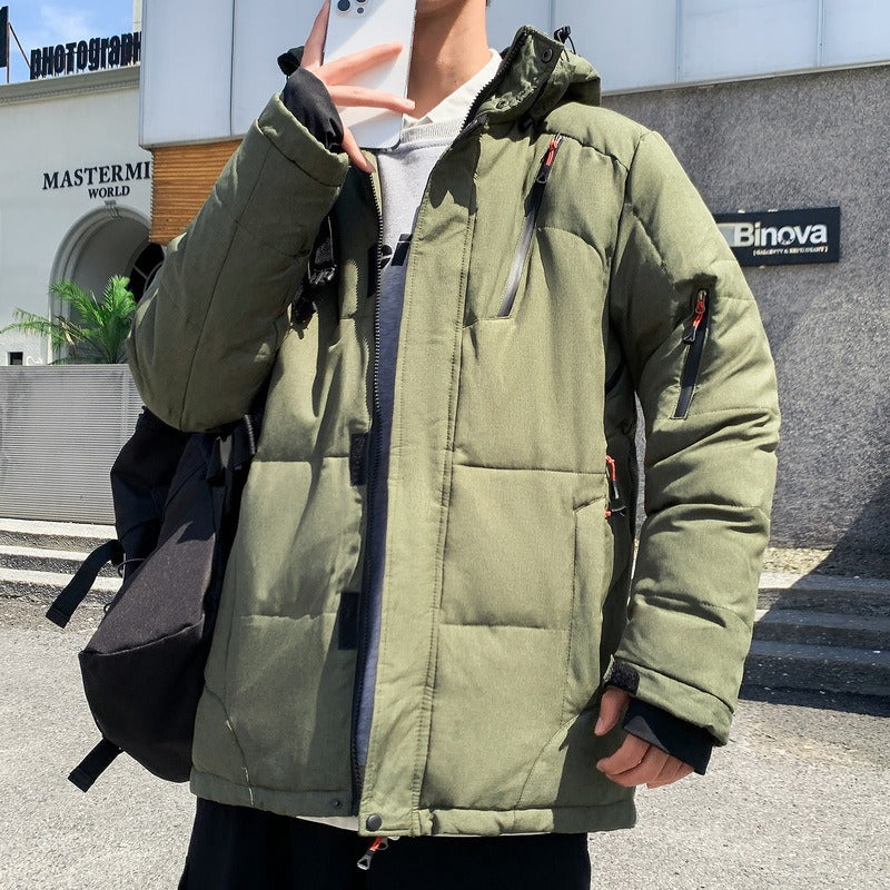 Ensemble homme deux pièces – Veste et pantalon de ski – Tissu tissé – Coupe décontractée – Capuche à col montant