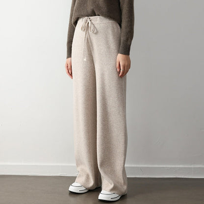 Femme Pantalon - Maille Fine - Coupe Décontractée - Taille Élastique - Jambe Large