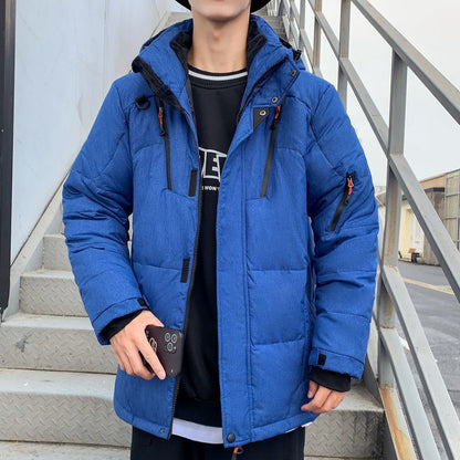 Ensemble homme deux pièces – Veste et pantalon de ski – Tissu tissé – Coupe décontractée – Capuche à col montant