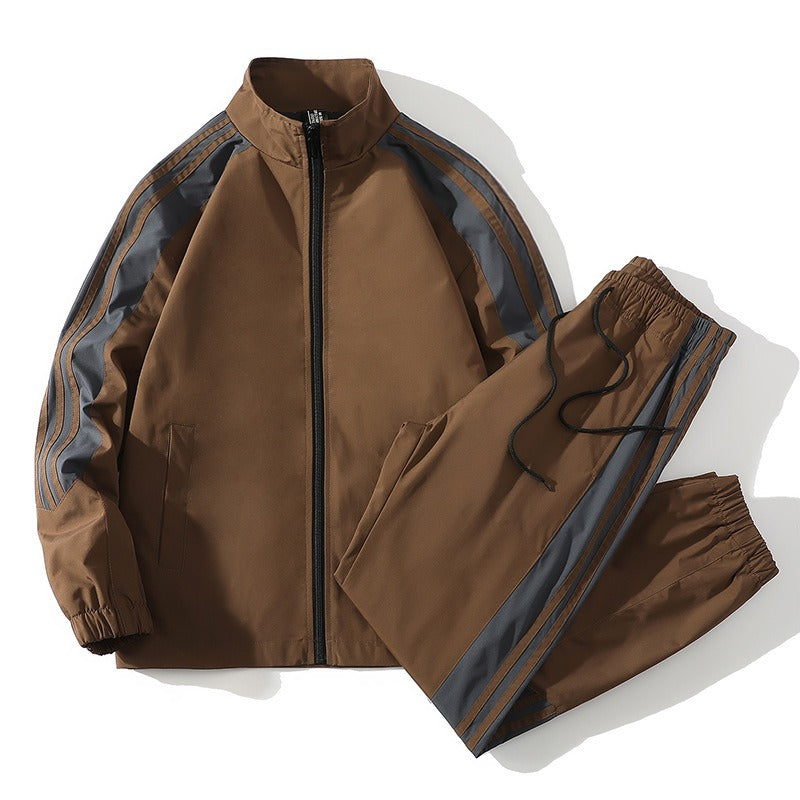 Homme Ensemble Deux Pièces - Tissu Tissé - Coupe Décontractée - Col Montant