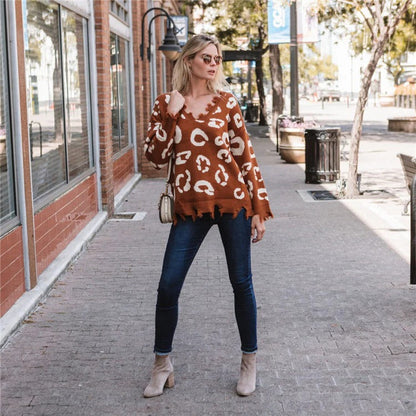 Pull femme – Maille douce – Coupe oversize décontractée – Ourlet frangé – Motif tie-dye