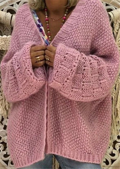 Cardigan Femme – Maille Épaisse – Coupe Oversize – Ouverture Frontale – Manches Larges