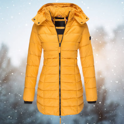 Manteau long femme – Doudoune cintrée – Capuche amovible – Déperlant chaud