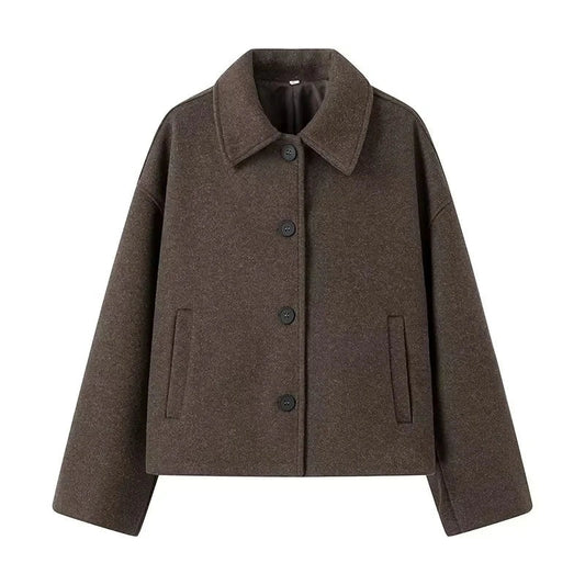 Veste femme – Laine mélangée – Coupe boxy – Fermeture boutonnée – Style minimaliste