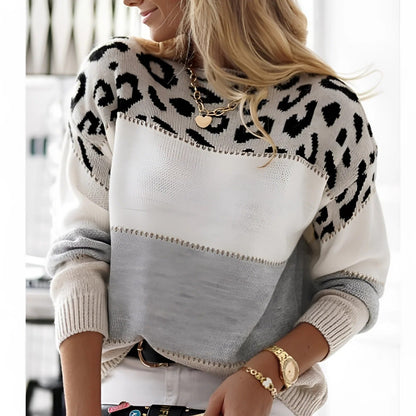 Femme Sweatshirt - Maille - Coupe décontractée - Col rond - Manches longues - Imprimé animalier