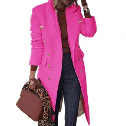 Manteau femme – Laine mélangée – Coupe cintrée – Double boutonnage – Longueur genou