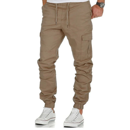 Pantalon cargo homme – Coupe décontractée – Taille élastique – Jambe fuselée – Coton