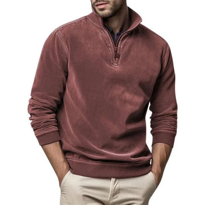 Pull homme – Polaire douce – Coupe droite – Col zippé – Poignets côtelés