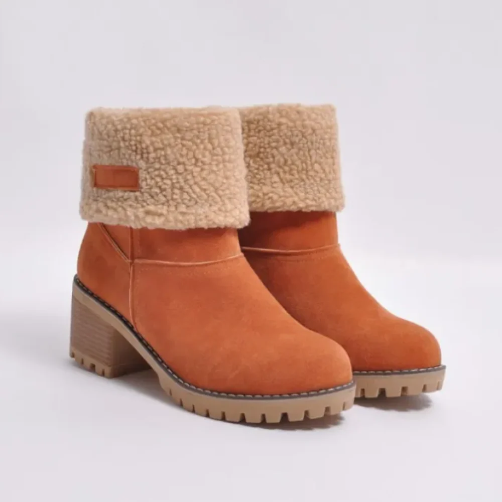 Bottes femme cheville – Doublure effet laine – Cuff rabattable – Talon large antidérapant