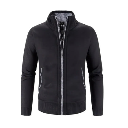 Gilet zippé homme – Coupe slim – Maille laine – Bords côtelés – Finitions contrastées