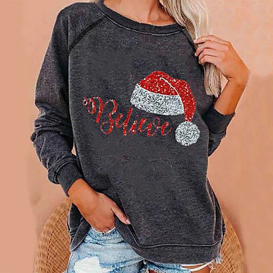 Femme Sweatshirt - Coton - Col Rond - Manches Raglan Longues