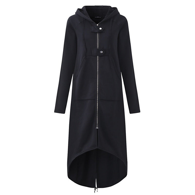 Manteau long femme – Coupe décontractée – Doublé polaire – Capuche zippée poches