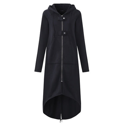 Manteau long femme – Coupe décontractée – Doublé polaire – Capuche zippée poches
