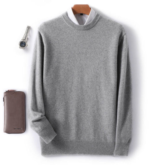 Sweatshirt homme – Laine douce – Coupe décontractée – Col rond côtelé – Design minimal