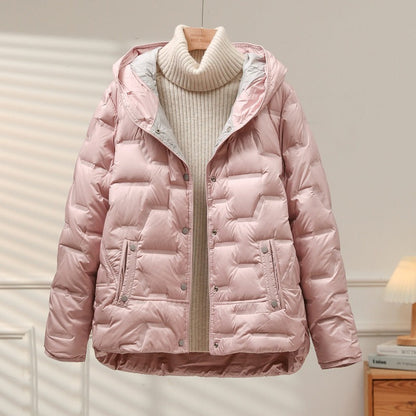 Manteau femme duvet – Coupe ample – Col à revers – Matelassé léger imperméable