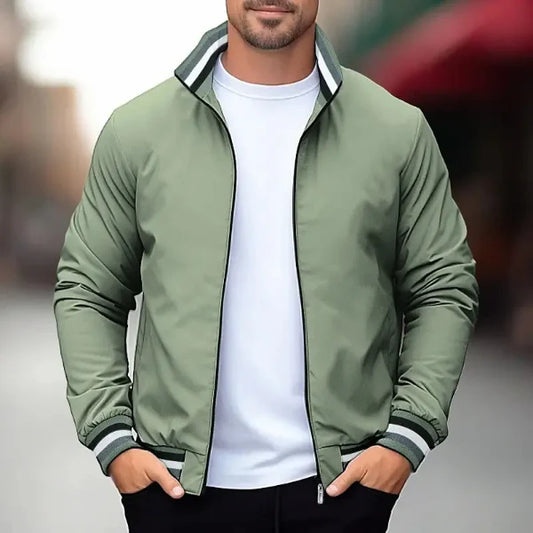 Veste homme – Coupe régulière – Tissu léger respirant – Col montant zippé