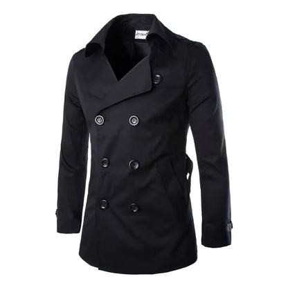 Manteau homme – Coupe ajustée – Coton – Double boutonnage – Épaaulettes – Poches