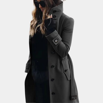 Manteau trench femme – Coupe cintrée – Longueur maxi – Ceinture – Boutonnage classique