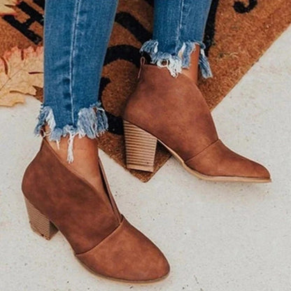 Bottines femme – Coupe fuselée élégante – Finition mate douce – Talon bloc stable