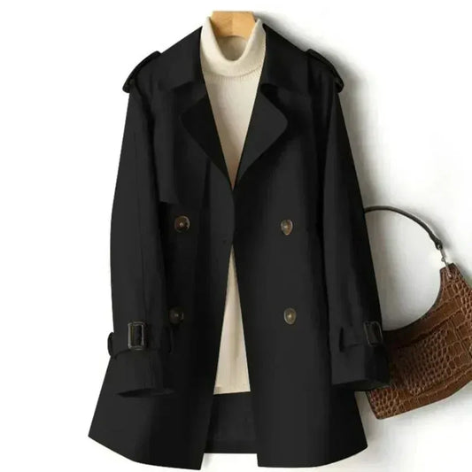 Manteau trench femme – Coupe cintrée – Double boutonnage – Épaules à pattes – Coton