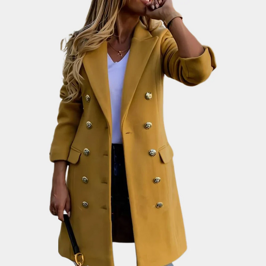 Manteau trench femme – Coupe cintrée – Laine – Double boutonnage – Longueur genoux