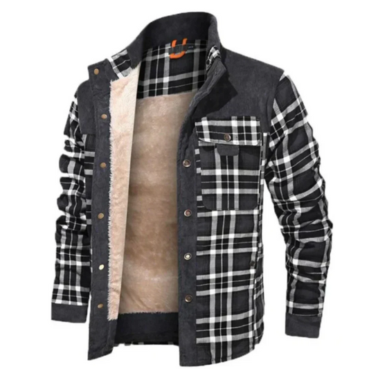 Veste homme – Coupe régulière – Motif à carreaux – Doublure chaude – Col montant