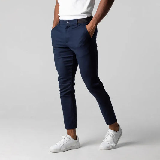 Homme Pantalon - Tissu Tissé Stretch - Coupe Slim - Longueur Cheville