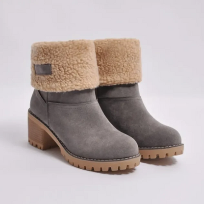 Bottes femme cheville – Doublure effet laine – Cuff rabattable – Talon large antidérapant