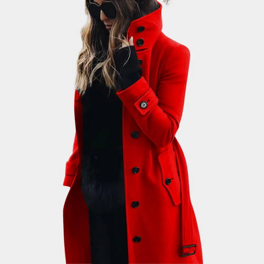 Manteau trench femme – Coupe cintrée – Tissu léger – Ceinture – Longue élégante