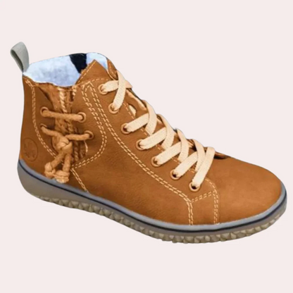 Bottes femme – Cuir lisse – Coupe ajustée – Lacets – Semelle crantée