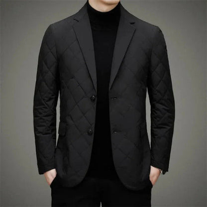 Veste matelassée homme – Coupe slim – Motif losange – Revers cranté – 2 boutons