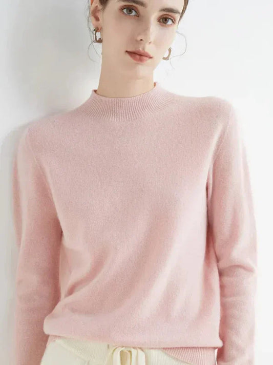 Pull femme – Coupe droite – Laine douce – Manches longues – Col rond côtelé