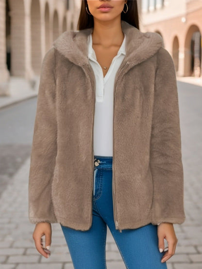 Sweat à capuche femme – Polaire douce – Doublure laine – Coupe décontractée – Zip frontal