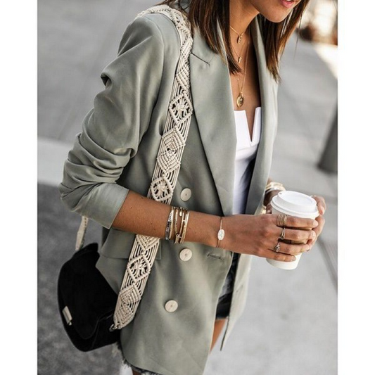 Blazer femme – Coupe tailleur – Double boutonnage – Manches longues structurées