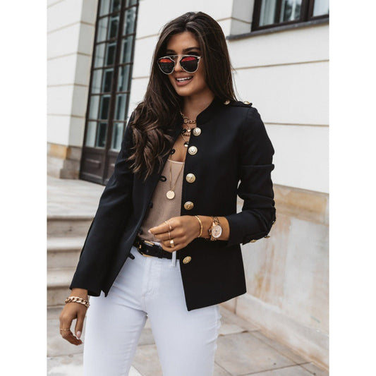 Blazer femme – Coupe slim – Épaules structurées – Double boutonnage – Coton