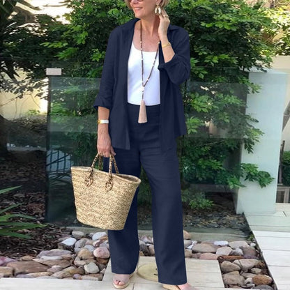 Ensemble Femme – Linnen Léger – Coupe Ample – Chemise Ouverte & Pantalon Large