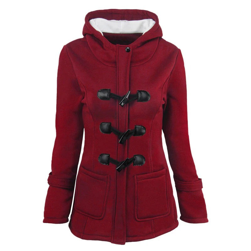 Veste à capuche femme – Coupe structurée – Mélange coton – Fermeture toggle vintage