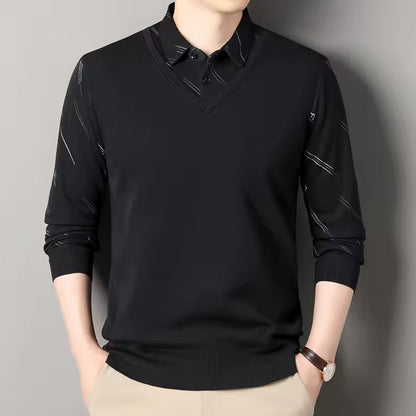 Pull homme – Coupe classique – Col polo V – Maille douce intérieure chaude