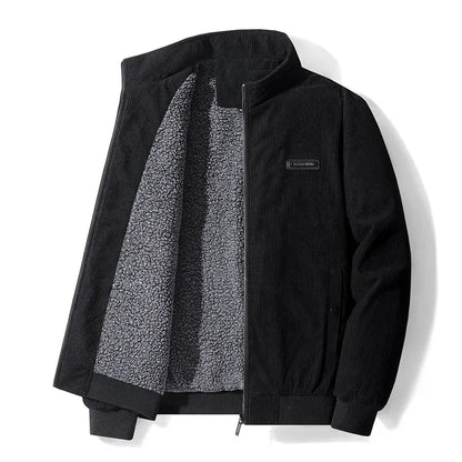 Veste homme – Coupe casual – Côtelée style velours – Doublure polaire – Col montant