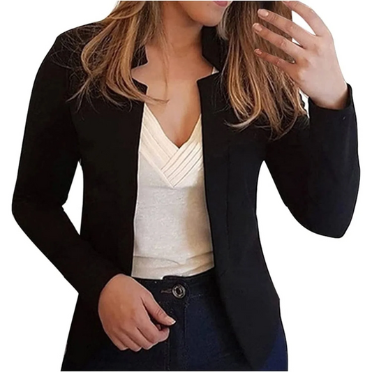 Blazer femme – Coupe slim – Tissu structuré – Manches longues – Design ouvert