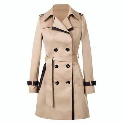 Manteau trench femme – Coupe cintrée – Double boutonnage – Ceinture – Épaulettes