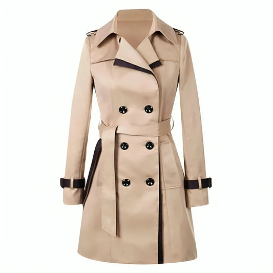 Manteau trench femme – Coupe cintrée – Double boutonnage – Ceinture – Épaulettes