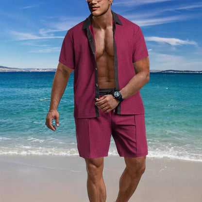 Chemise homme – Coupe décontractée – Tissu respirant – Manches courtes – Boutonnée