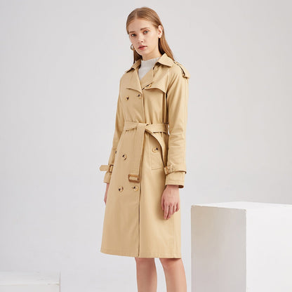 Manteau long femme – Coupe cintrée – Ceinture taille – Style trench déperlant