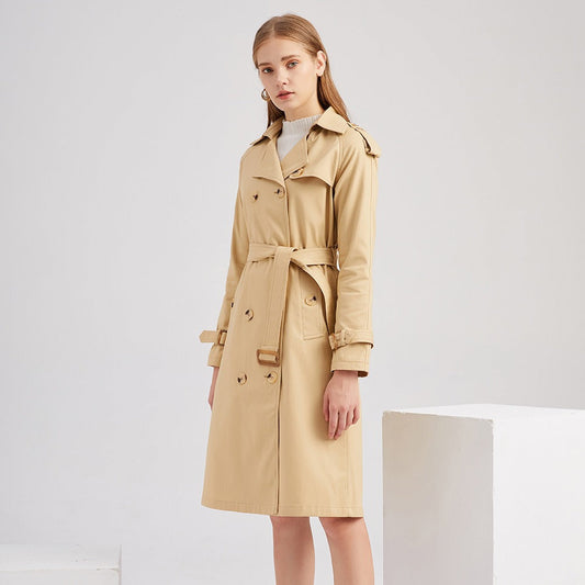 Manteau long femme – Coupe cintrée – Ceinture taille – Style trench déperlant