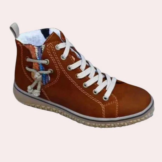 Bottes femme – Cuir lisse – Coupe ajustée – Lacets – Semelle crantée