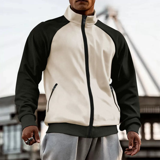 Veste homme – Coupe slim – Col montant – Manches raglan – Fermeture zippée