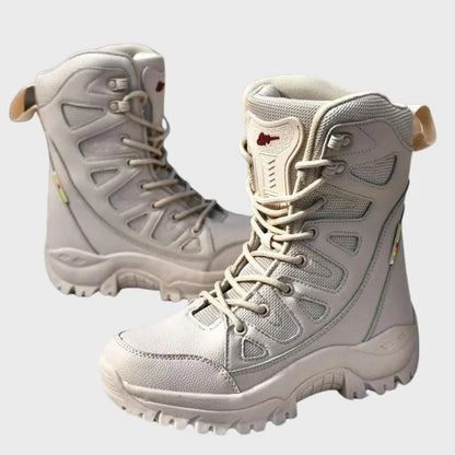 Bottes de randonnée femme – Hautes – Cuir et maille – Renforts – Soutien cheville