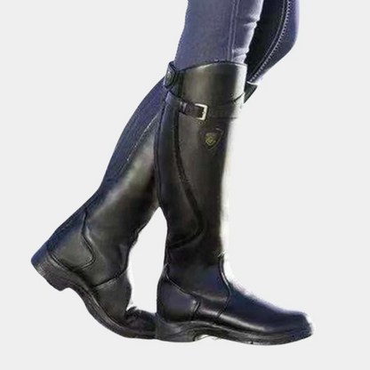 Bottes femme hauteur genou – Coupe slim – Déperlantes – Bride décorative boucle